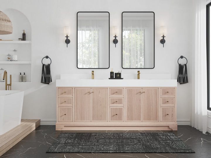 Manhattan White Oak 84 in. W x 22 in. D Double Sink Bathroom Vanity - photo 4
