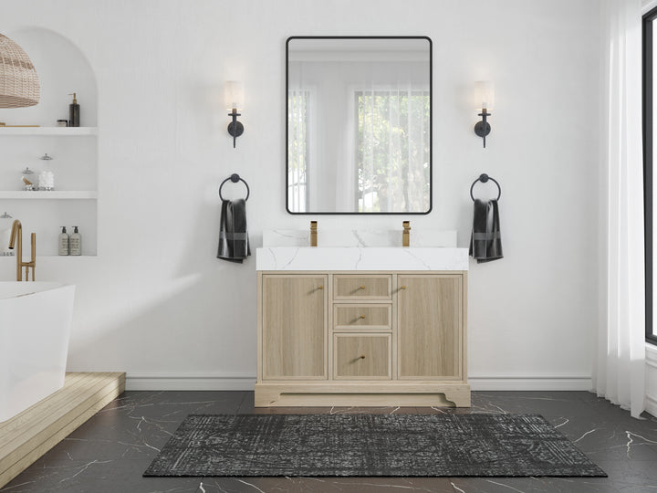 Manhattan White Oak 48 in. W x 22 in. D Double Sink Bathroom Vanity - photo 6