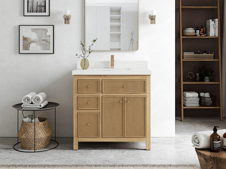 Teak Wood Bath Vanity – 36" W x 22" D, Sonoma Collection, Center Sink - photo 4