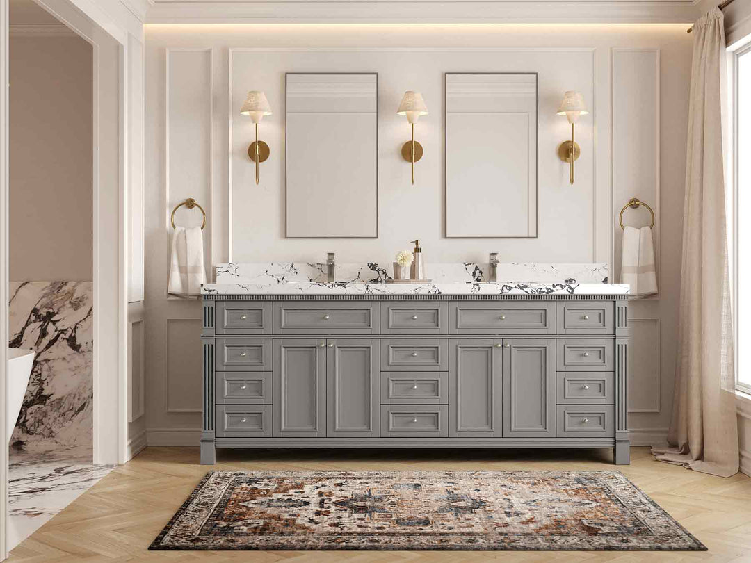 Paris 84 in. W x 22 in. D Double Sink Bathroom Vanity