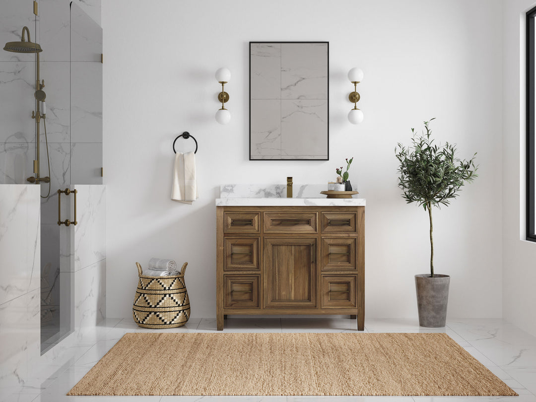 Santa Monica Teak Wood 42 in. W x 22 in. D Single Sink Bathroom Vanity