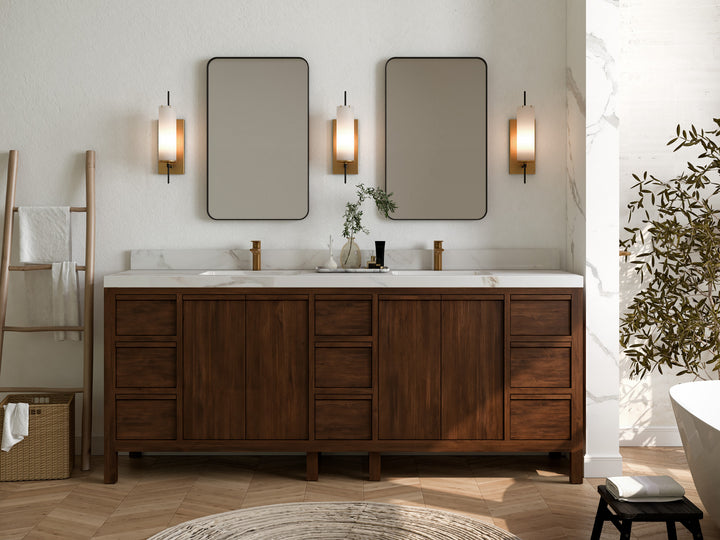 Elizabeth Teak Wood 84 in. W x 22 in. D Double Sink Bathroom Vanity - photo 4