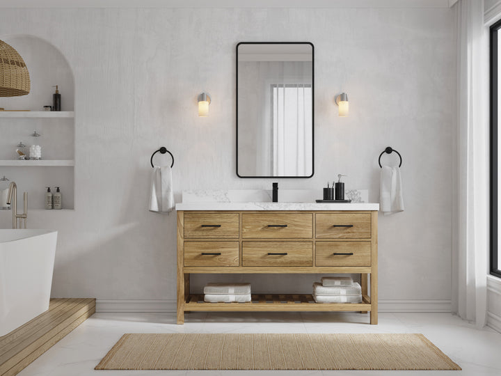 Parker Teak Wood 60 in. W x 22 in. D Single Sink Bathroom Vanity - photo 4