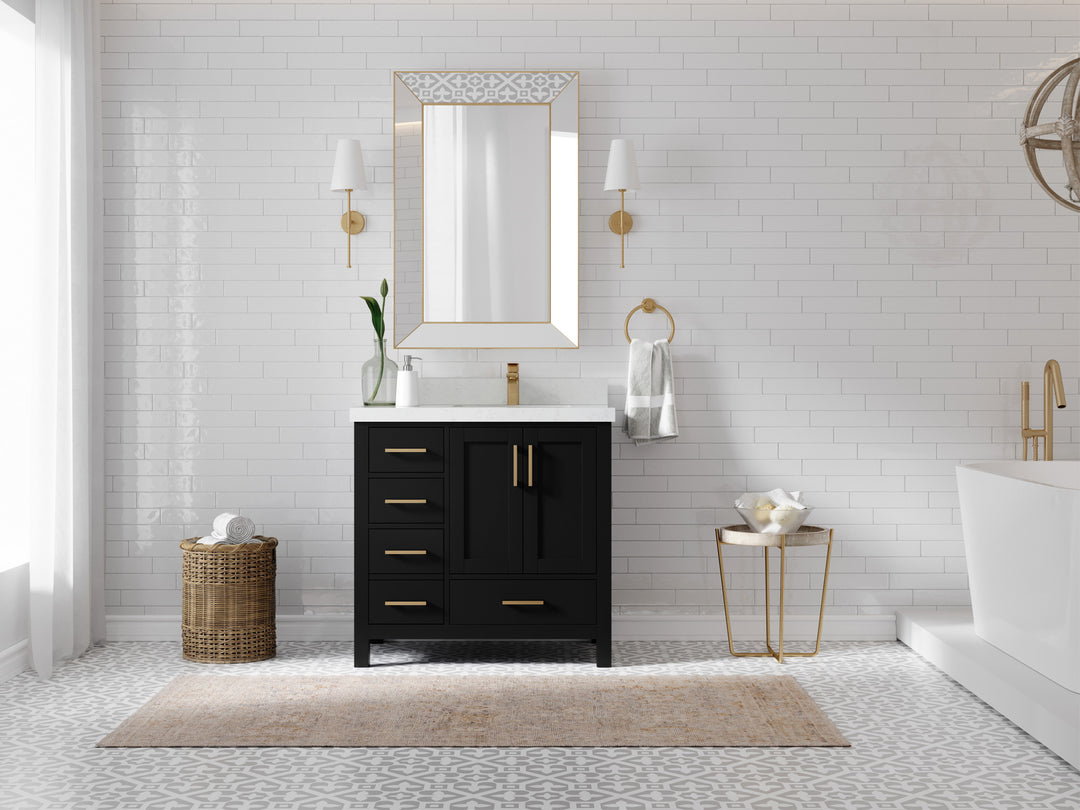 Malibu 36 in. W x 22 in. D Right Offset Sink Bathroom Vanity