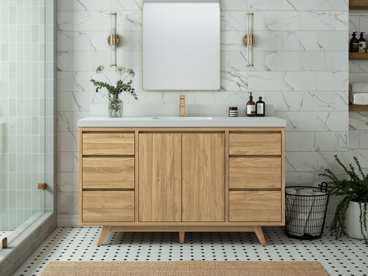 Madison Teak Wood 60 in. W x 22 in. D Single Sink Bathroom Vanity - photo 4