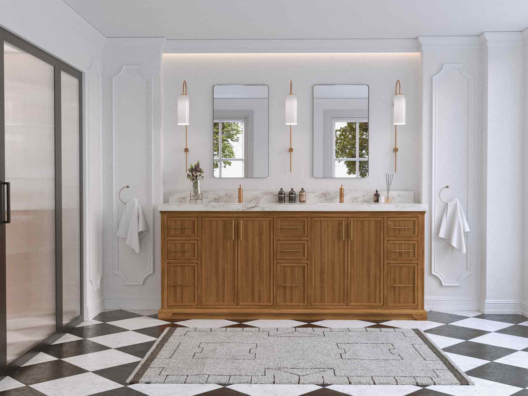Alys Teak Wood 84 in. W x 22 in. D Double Sink Bathroom Vanity | 
              
                Dark Natural Teak
                
                  
             - ALS_TK_DNT_WHQZ_84D - photo №4