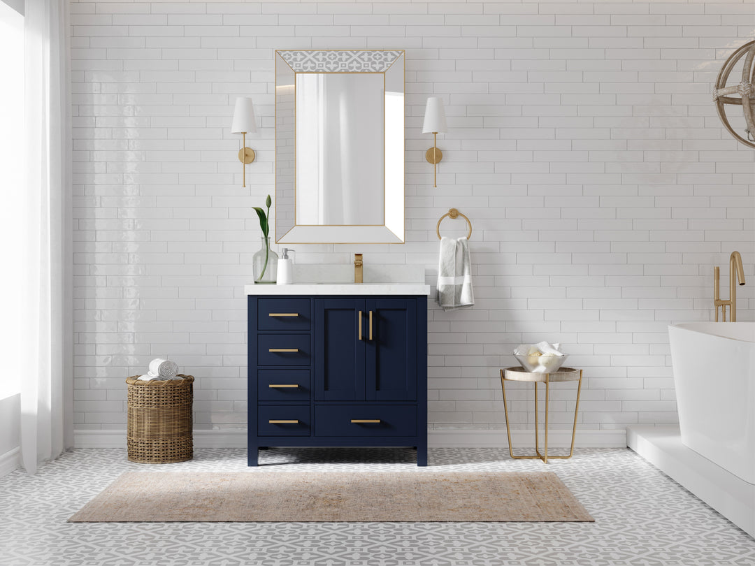 Malibu 36 in. W x 22 in. D Right Offset Sink Bathroom Vanity
