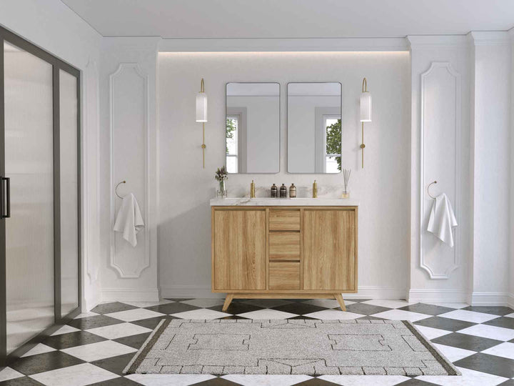 Madison Teak Wood 48 in. W x 22 in. D Double Sink Bathroom Vanity - photo 4