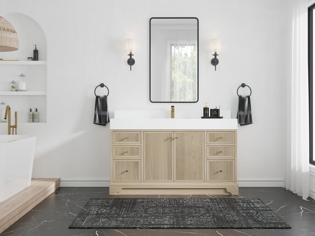 Manhattan White Oak 60 in. W x 22 in. D Single Sink Bathroom Vanity