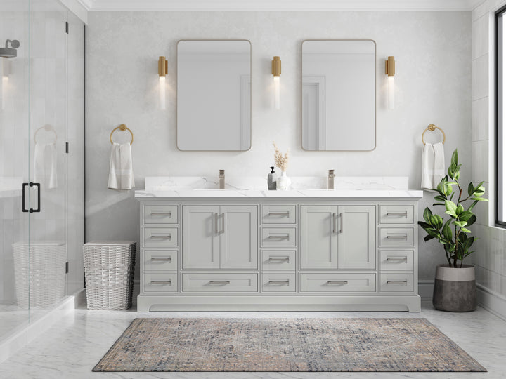 Boston Fenway 84 in. W x 22 in. D Double Sink Bathroom Vanity - photo 4