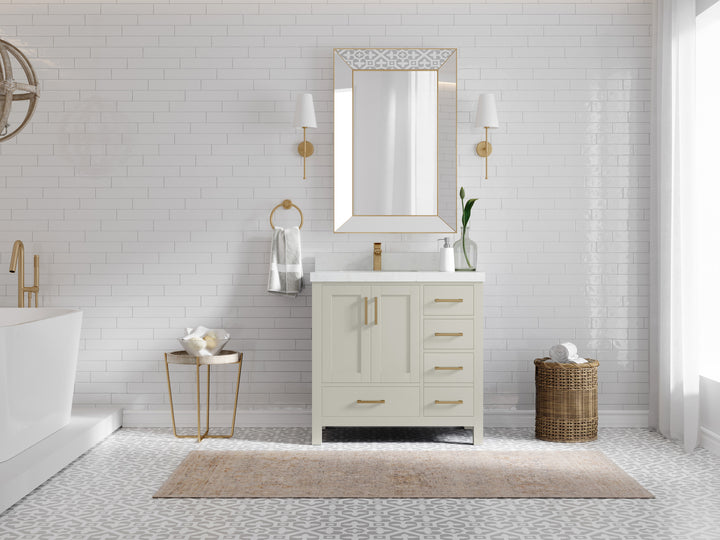 Malibu 36 in. W x 22 in. D Left Offset Sink Bathroom Vanity - photo 4
