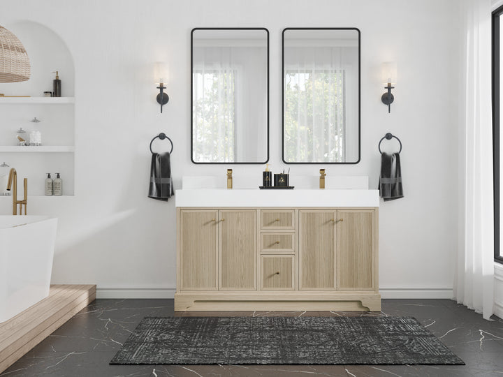 Manhattan White Oak 60 in. W x 22 in. D Double Sink Bathroom Vanity - photo 4
