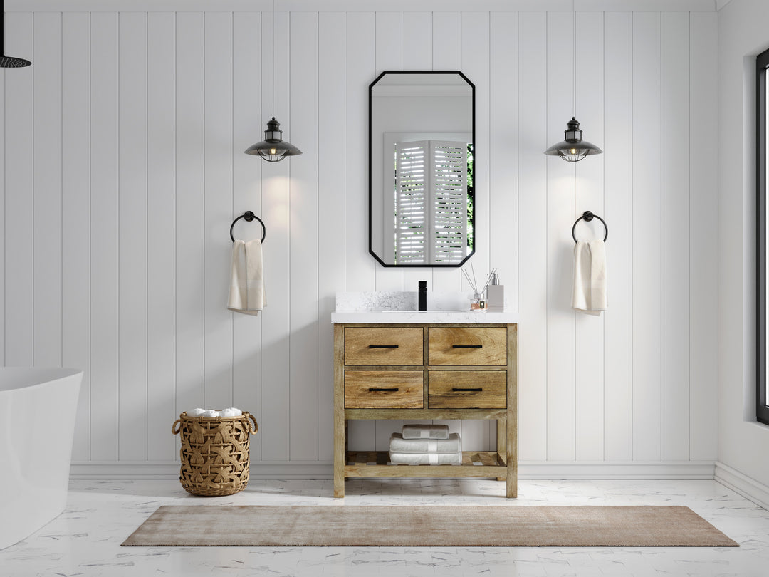 Parker Mango Wood 36 in. W x 22 in. D Center Sink Bathroom Vanity