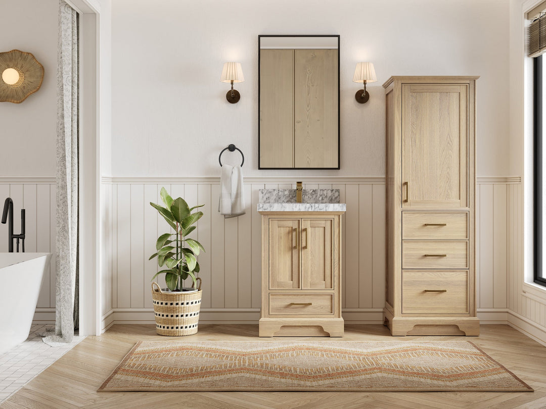 Charlotte White Oak 24 in. W x 22 in. D Single Sink Bathroom Vanity