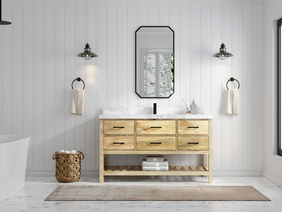 Parker Mango Wood 60 in. W x 22 in. D Single Sink Bathroom Vanity