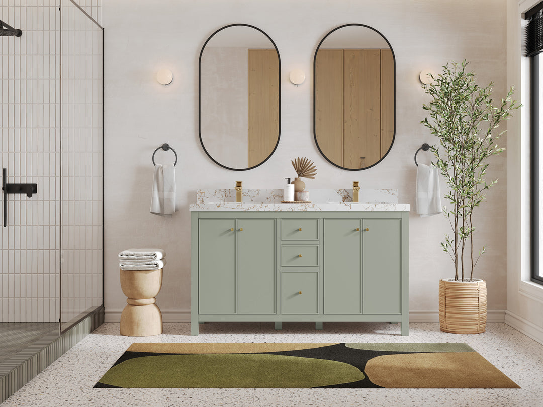 Chicago 60 in. W x 22 in. D Double Sink Bathroom Vanity