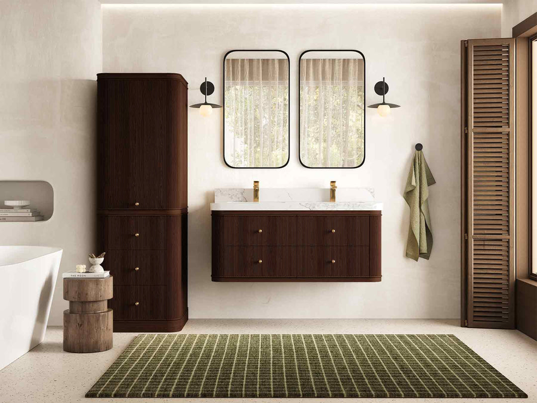 Hampton Floating Teak 48 in. W x 22 in. D Double Sink Bathroom Vanity