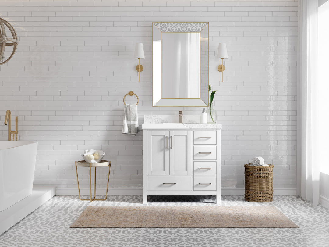 Malibu 36 in. W x 22 in. D Bathroom Vanity Center Sink