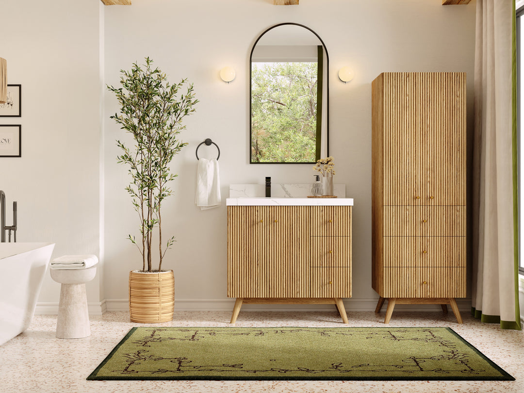 Pasadena White Oak 36 in. W x 22 in. D Left Offset Sink Bathroom Vanity