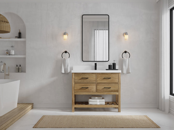 Parker Teak Wood 42 in. W x 22 in. D Single Sink Bathroom Vanity - photo 4