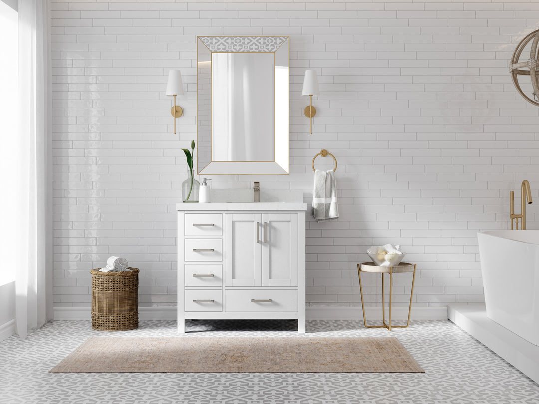 Malibu 36 in. W x 22 in. D Right Offset Sink Bathroom Vanity