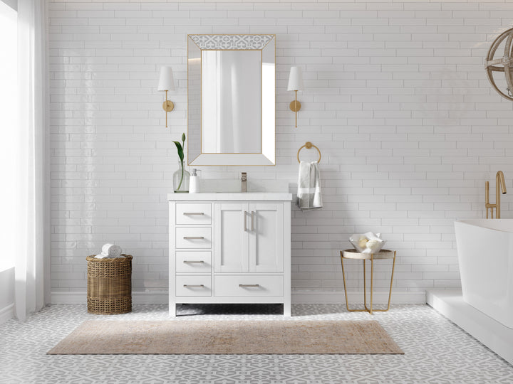 Malibu 36 in. W x 22 in. D Right Offset Sink Bathroom Vanity - photo 4