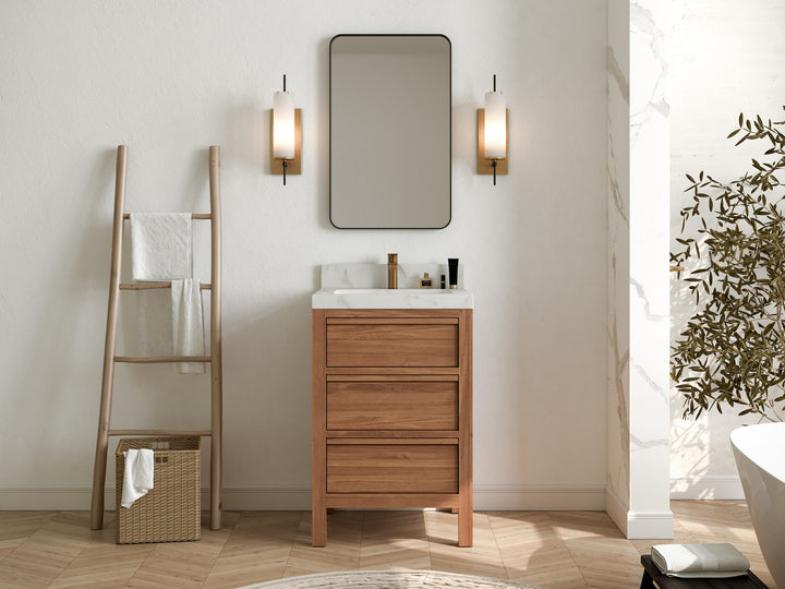 Elizabeth Teak Wood 24 in. W x 22 in. D Single Sink Bathroom Vanity - photo 4