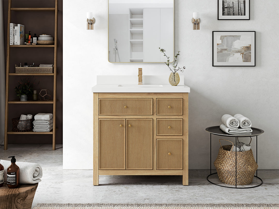 Sonoma Teak Wood 36 in. W x 22 in. D Center Sink Bathroom Vanity