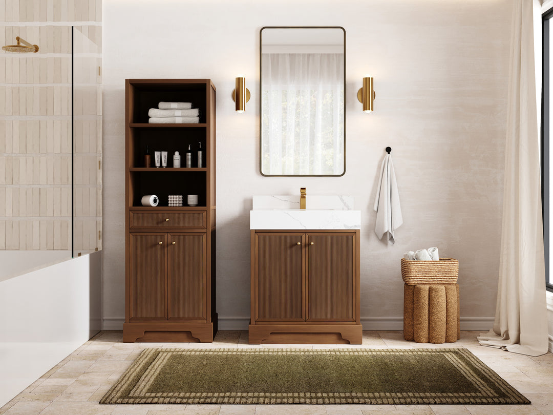 Manhattan Teak Wood 30 in. W x 22 in. D Single Sink Bathroom Vanity
