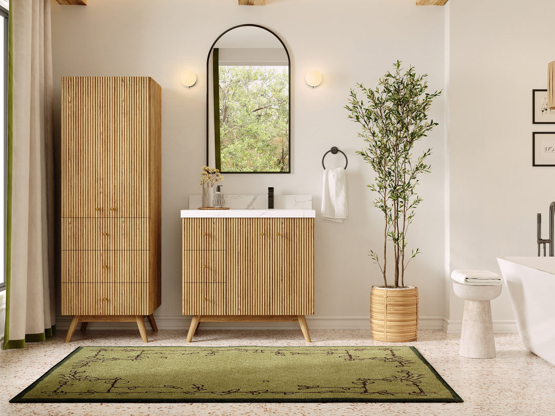 Pasadena White Oak 36 in. W x 22 in. D Right Offset Sink Bathroom Vanity