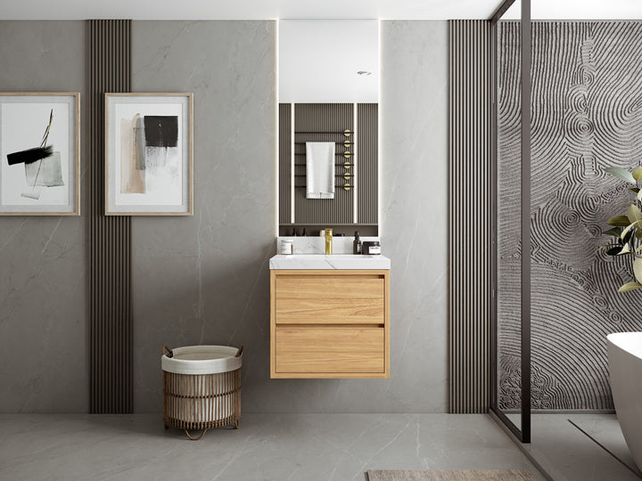 Madison Floating Teak 24 in. W x 22 in. D Single Sink Bathroom Vanity - photo 3