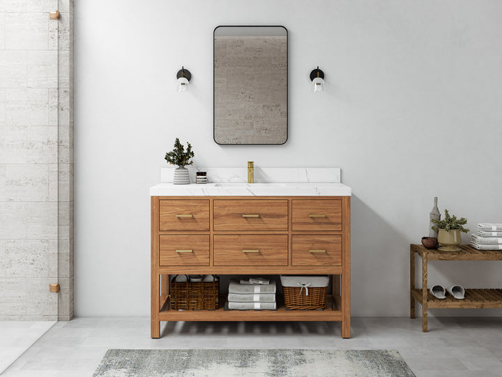 Parker Teak Wood 48 in. W x 22 in. D Single Sink Bathroom Vanity - photo 4