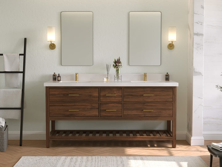 Parker Teak Wood 72 in. W x 22 in. D Double Sink Bathroom Vanity - photo 4