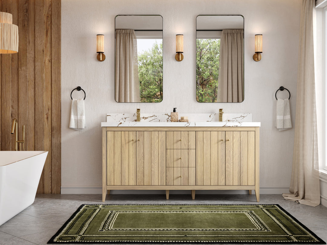 Atlanta White Oak 72 in. W x 22 in. D Double Sink Bathroom Vanity