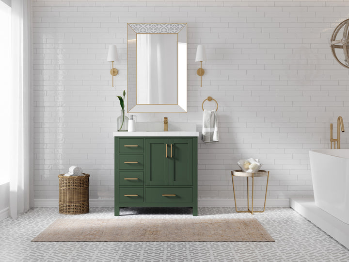 Malibu 36 in. W x 22 in. D Right Offset Sink Bathroom Vanity - photo 4