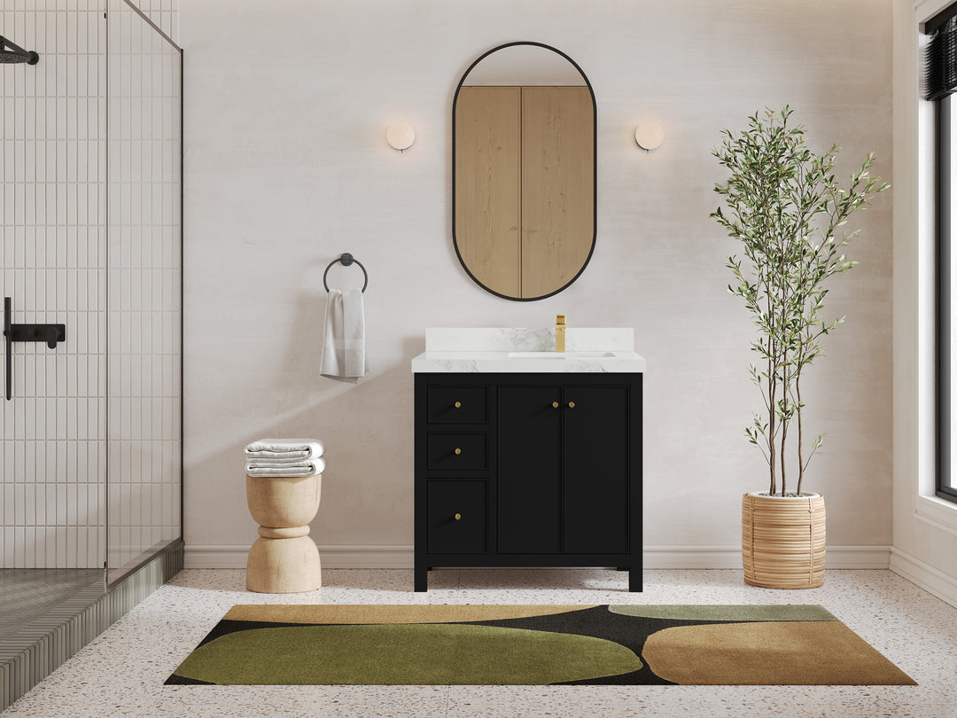 Chicago 36 in. W x 22 in. D Right Offset Sink Bathroom Vanity