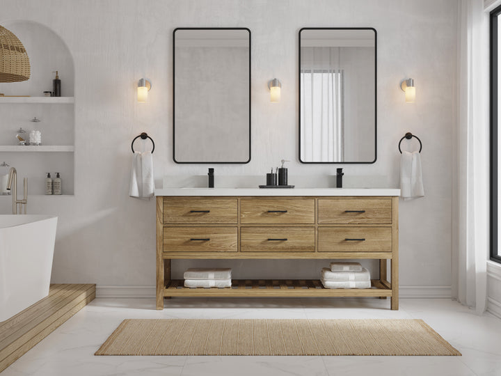Parker Teak Wood 72 in. W x 22 in. D Double Sink Bathroom Vanity - photo 4
