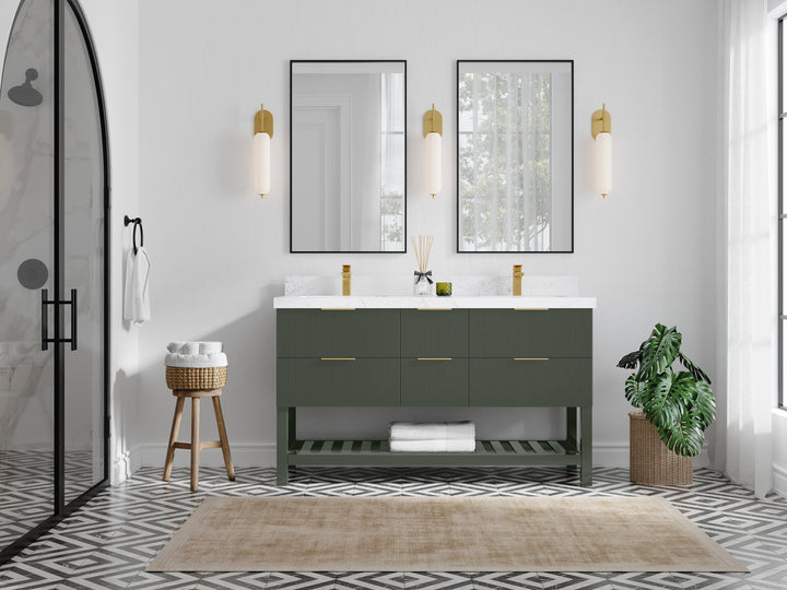 Catalina 60 in W x 22 in D Free Standing Reeded Double Sink Bathroom Vanity - photo 4