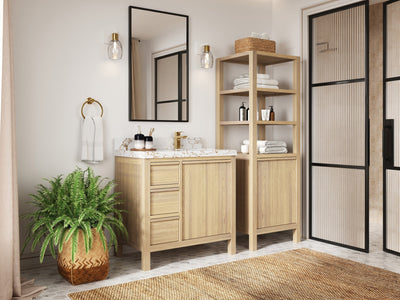 Elizabeth White Oak 36 in. W x 22 in. D Right Offset Sink Bathroom Vanity