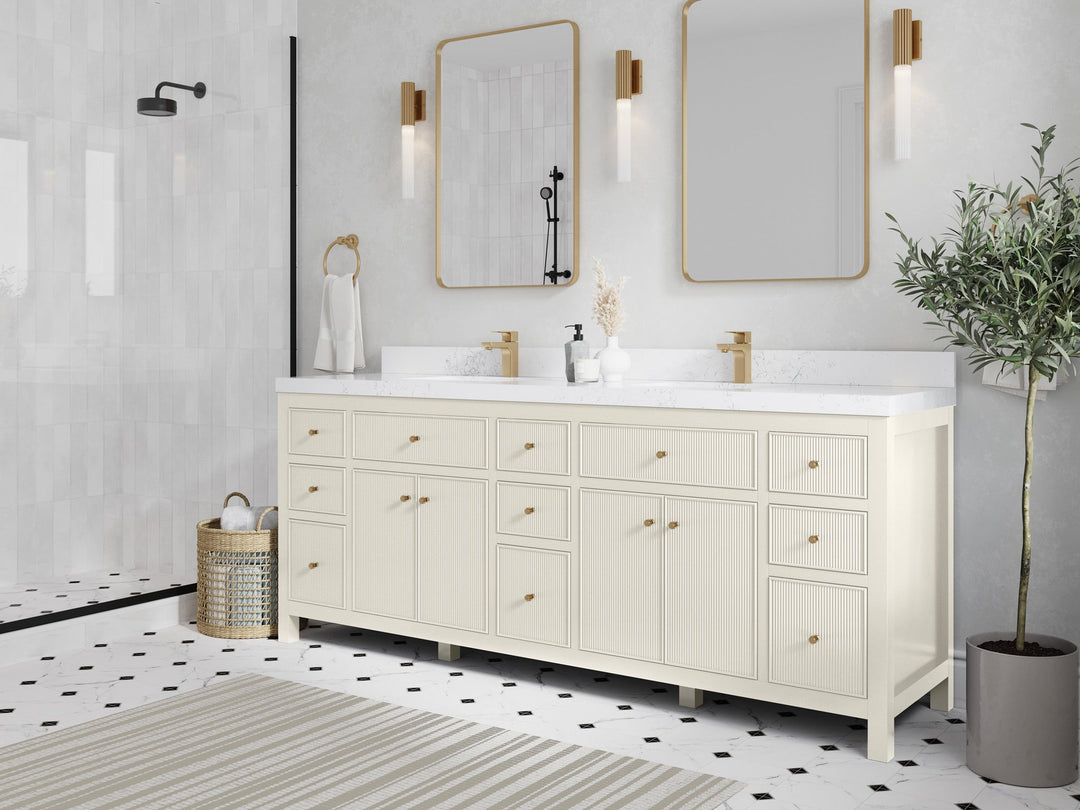 Sonoma 84 in W x 22 in D Free Standing Reeded Double Sink Bathroom Vanity