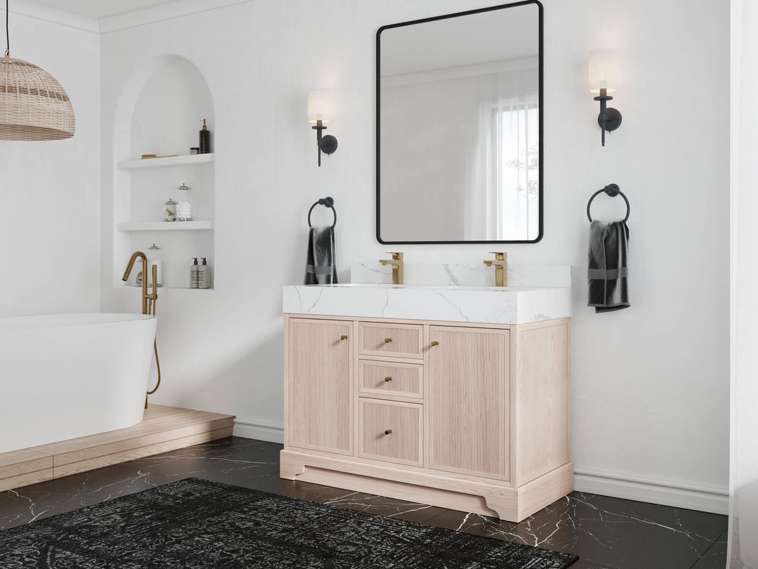 Manhattan White Oak 48 in. W x 22 in. D Double Sink Bathroom Vanity
