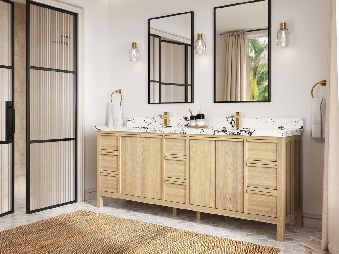 Elizabeth White Oak 84 in. W x 22 in. D Double Sink Bathroom Vanity