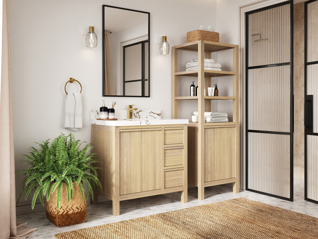Elizabeth White Oak 36 in. W x 22 in. D Center Sink Bathroom Vanity