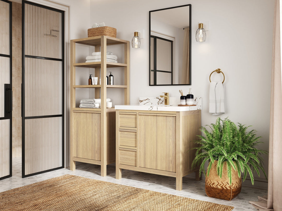 Elizabeth White Oak 36 in. W x 22 in. D Center Sink Bathroom Vanity