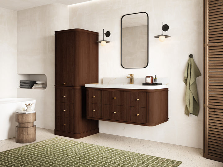 Hampton Floating Teak 48 in. W x 22 in. D Single Sink Bathroom Vanity (Dark Walnut) - photo 2