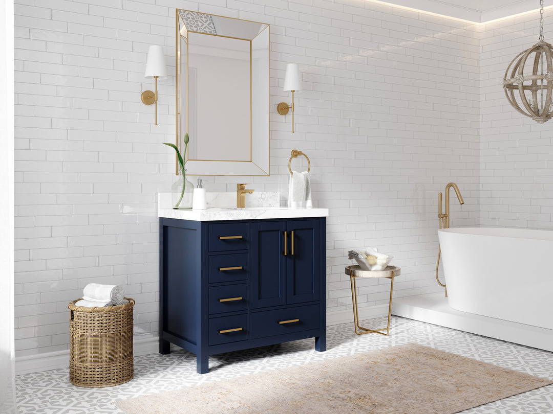 Malibu 36 in. W x 22 in. D Right Offset Sink Bathroom Vanity