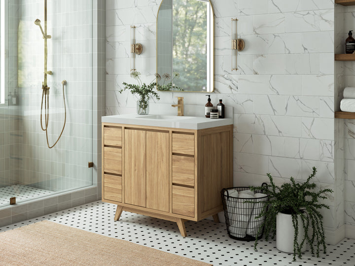 Madison Teak Wood 42 in. W x 22 in. D Single Sink Bathroom Vanity - photo 2