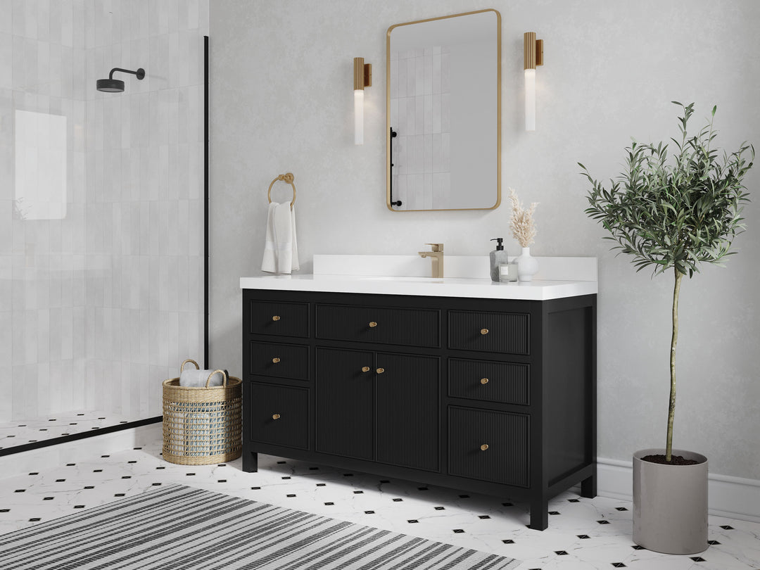 Sonoma 60 in W x 22 in D Free Standing Reeded Single Sink Bathroom Vanity