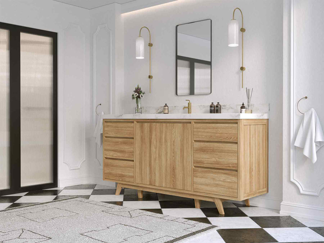 Madison Teak Wood 72 in. W x 22 in. D Single Sink Bathroom Vanity