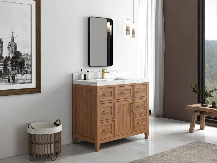 Santa Monica Teak Wood 42 in. W x 22 in. D Single Sink Bathroom Vanity - photo 2
